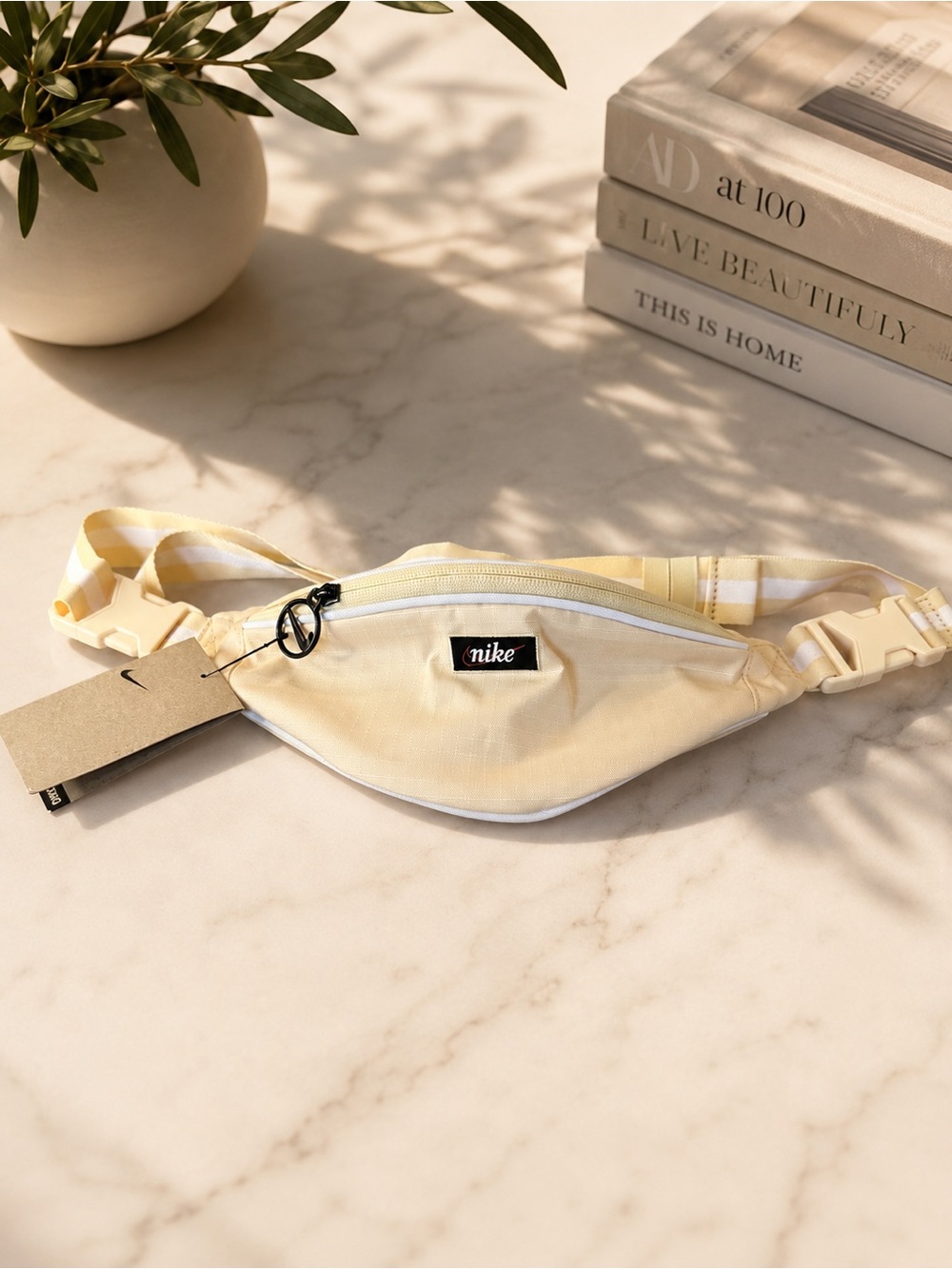 Nike Pale Yellow Waist Pack with White Trim
